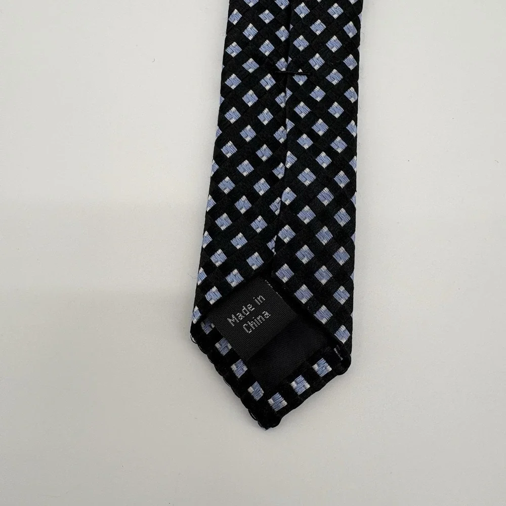 Michael Michael Kors Tie‎ Mens Navy Blue Lgt Blue Diamond Silk Checkered Necktie